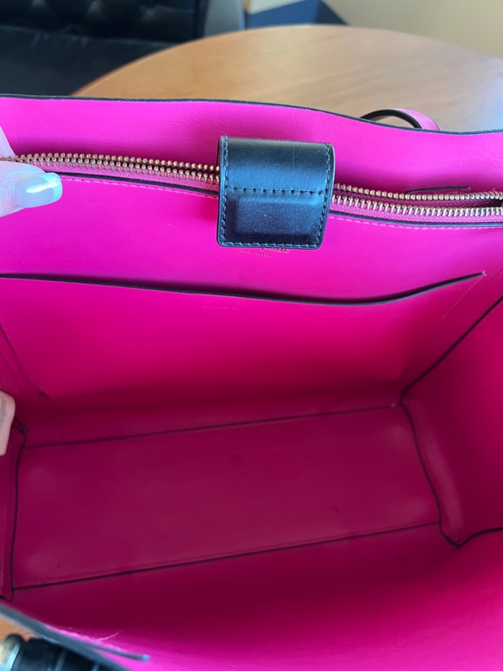 kate spade Black Leather Tote with Pink-Trim Handles - Picture 3 of 5